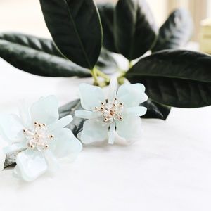 Light Blue Acrylic Floral Earrings
